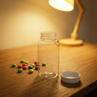Flacon à pilules en plastique PET transparent de 200 cc avec bouchon résistant aux enfants, couvercle de sécurité CRC, emballage pour capsules de médicaments, compléments alimentaires