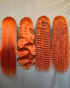 <span class=keywords><strong>Parrucche</strong></span> in Capelli Umani con Pizzo, Ricci Remy # Parrucca in Pizzo 13x4 350 18''-40'' Colorata Riccia Pre-Sfoltita Onda Profonda Brasiliana Lunga Arancione Zenzero - Product Image 1