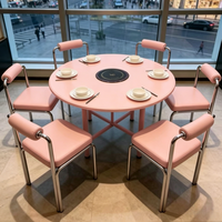 Ensemble table et chaises pliantes en acier inoxydable, style industriel moderne, durable, pour restaurant, mobilier de restauration commercial