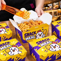 Boîte à repas personnalisée imprimée, en papier kraft de qualité alimentaire, pour poulet frit et frites, vente en gros