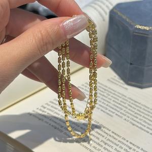 Collar de Plata Pura S925 con Cuentas de Flores, Diseño de Cielo Estrellado, Cuentas Láser, Cadena Lisa Versátil de Lujo, Estilo Moderno - Product Image 1