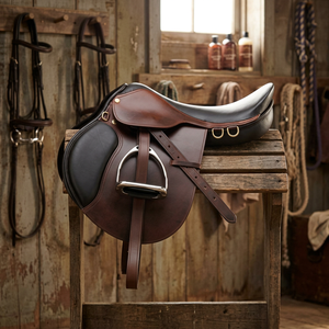 Selle d'équitation en cuir, rouge, de gamme, siège pour cheval - Product Image 3