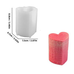 Heart Shaped Square Cylindrical Love Relief <b>Candle</b> <b>Mold</b> For Valentine's Day Decorative Plaster Ornament DIY Craft Making Kit - Product Image 5