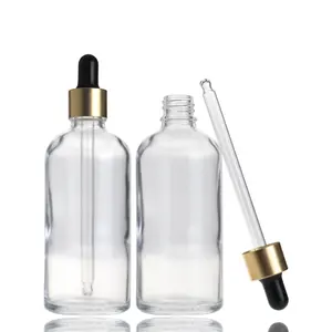 100毫升玻璃空精油瓶透明滴管瓶带滴管