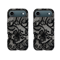 Coque de téléphone antichoc à motif floral en dentelle tendance pour iPhone 12 13 14 15 16 17 Pro Max XR XS Max 15Pro, coque arrière rigide en PC