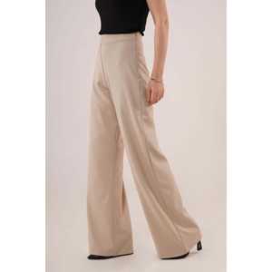 Pantalon décontracté en tissu crème, taille XL, jambe large, fermeture éclair latérale, taille élastique, respirant, pour le bureau - Vente en gros - Product Image 4