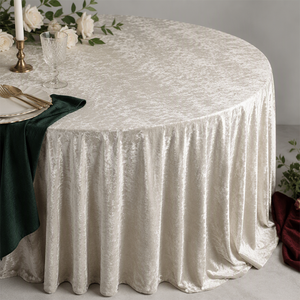 Wedding Romantic Ivory White Customizable 120 Inch Water <strong>Washable</strong> Luxury Velvet <strong>Tablecloth</strong> Suitable Wedding <strong>Tablecloth</strong> - Product Image 1