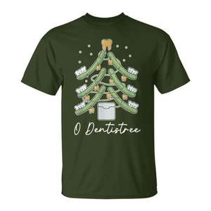 Camiseta Dental con Diseño de Árbol de Navidad O Dentistree Th Brush - Product Image 1