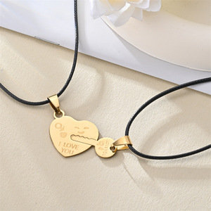 Collar de Dos Tonos Resoul Que No Se Deslustra, Cordón Negro, Mejores Amigos Para Siempre, 2 Collares, Accesorios para Parejas - Product Image 2