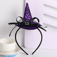Nouveau Serre-tête Halloween 2025 en Dentelle Forme Chapeau de Sorcière pour Fille, Coiffe Brillante Originale, Accessoire Cheveux pour Fête Masquée