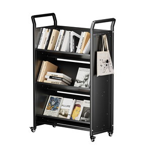 Chariot de transport double face moderne pour livres, équipement de bibliothèque mobile, chariot en acier mobile pour école, supermarché, salle de sport, hôtel - Product Image 2