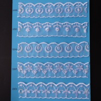 Dentelle en organza de nylon brodée florale de 4 cm, non élastique, à bord festonné, pour robes, lingerie et accessoires de couture