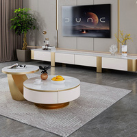 Offre Spéciale Table basse ronde de luxe moderne Meubles de salon en acier doré simples Table basse design Table centrale pour chambre