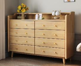 Modern Wood 8 <b>Drawer</b> Dresser Flat Panel Design Storage Cabinet Living Room Furniture Natural Finish - Product Image 5