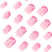 Vente en gros pas cher presse sur les ongles haute qualité court carré fleur français pointe ongles manucure acrylique bâton sur les ongles avec kit