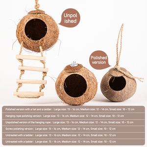 Nido de Coco para Pájaros, Escondite para Hámster, Escalera de Césped, Juguetes y Suministros para Pájaros, Nido de Cría, Escalera de Escalada de Coco - Product Image 5