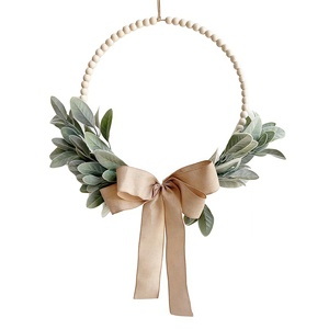 Guirnalda de Eucalipto Artificial de Alta Calidad con Cuentas y Lazo de Yute para Decoración de Puerta Principal, Navidad y Bodas - Product Image 1