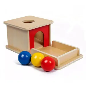 モンテッソーリ赤ちゃんのおもちゃ子供たちの学習のためのトレイとボールゲーム付き木製オブジェクトパーマネンスボックス