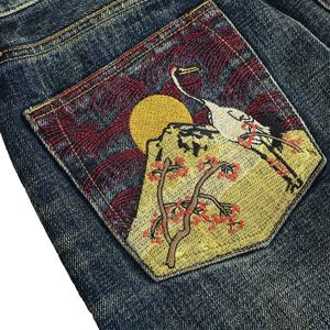 Jean en <span class=keywords><strong>denim</strong></span> Red Ear 20 oz, nouveau style automne-hiver, délavé, broderie à dix aiguilles, coton japonais <span class=keywords><strong>Okayama</strong></span>, coupe bootcut, vintage, taille mi-haute - Product Image 2