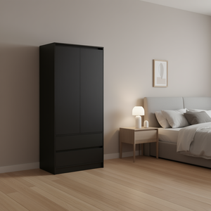Design elegante guardaroba nero a 2 cassetti per uso domestico - Product Image 2