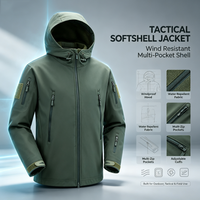 Veste Softshell Homme Personnalisée avec Logo, en Peau de Requin, Imperméable Teflon, Doublure Polaire, Capuche, Fermeture Éclair, Vente en Gros Usine, OEM