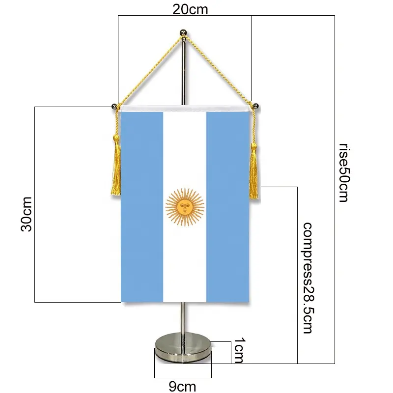 HanDa günstige individuelle Mini-Seidenbanddruckflagge mit Ständer und Unterbau Ständer alle Länder Nationale Tischflagge