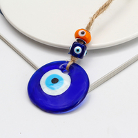 Pendentifs pour rétroviseur de voiture, breloque décorative en verre bleu, forme de lune porte-bonheur