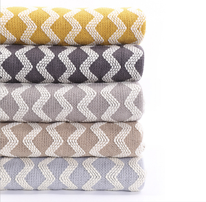 Plaid pour bébé en tricot nordique jaune/<span class=keywords><strong>gris</strong></span> avec pompon, en laine, léger et doux, confortable, couvertures tissées pour canapé - Product Image 4
