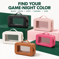 Sac de rangement portable en PU à grain croisé pour tuiles de Mahjong, étui de voyage compact pour accessoires de jeu de Mahjong de table