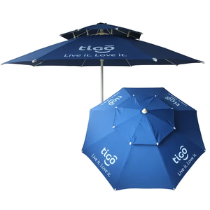Parapluie de jardin personnalisé avec logo personnalisé à faible quantité minimale de commande: conception à double toit coupe-vent, auvent UPF50 + avec <span class=keywords><strong>accessoires</strong></span> de remplacement - Product Image 1