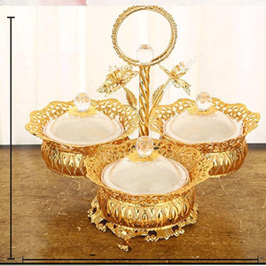 Wholesale European Style Golden Metal 4 <b>Bowls</b> <b>Ceramic</b> Cake <b>Serving</b> Plate for Ramadan Decorations - Product Image 5