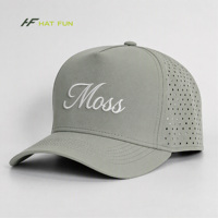 Casquette de baseball structurée à 6 panneaux avec logo personnalisé, perforations laser, en nylon imperméable et respirant, pour le sport (vente en gros)