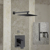 Système de douche mural haute pression en acier inoxydable brossé avec poignée, jets de pluie et de massage pour salle de bain d'hôtel