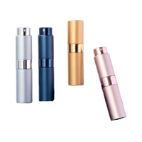 Atomiseur de voyage de bouteille de parfum en aluminium de luxe de 8ml recharge facile avec pulvérisateur à pompe emballage de boîte de surface d'estampage à chaud