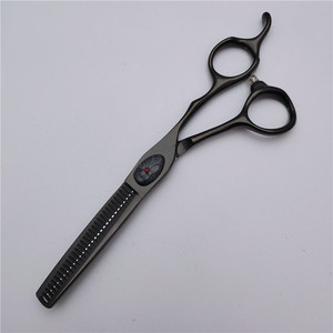 Tijeras de Peluquería Personalizables de 6 Pulgadas, Tijeras de Entresacar de Acero Inoxidable 440C para Diestros, Tijeras Planas con Acabado en Negro - Product Image 3