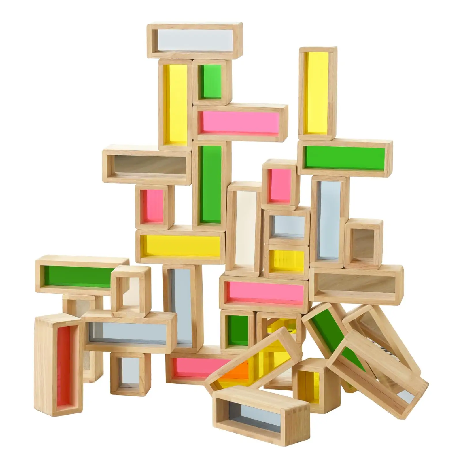 New Style High Quality Home Office Petals Pipe Assembly Stacking Toys Colorful Wooden Rainbow Sensory Blocks For Sensory