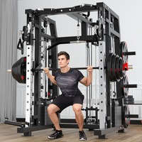 Rack de Squat Professionnel Réglable en Acier pour Salle de Sport à Domicile, Cage de Musculation Multifonctionnelle Pliable Tout-en-un avec Crossover par Câble et Chest Fly