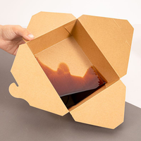 Récipient de nourriture à emporter Boîte à nourriture en papier kraft brun Boîte à lunch en carton jetable résistante à la graisse pour la restauration