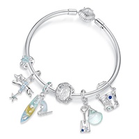 Pendentif Méduse et Étoile de Mer en Argent Sterling 925, Série Océan Estival, Breloque Planche de Surf, Perles pour Bracelet DIY, Bijoux Fins pour Femme