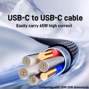 2025 nouveau <span class=keywords><strong>c</strong></span>âble tressé en nylon <span class=keywords><strong>noir</strong></span> de charge super rapide de 60W <span class=keywords><strong>USB</strong></span>-<span class=keywords><strong>C</strong></span> 1M 2M entièrement compatible avec tous les appareils de type <span class=keywords><strong>C</strong></span> - Product Image 6