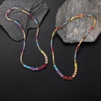 Collier chaîne tennis à maillons, bijoux hip-hop rap tendance, zircon multicolore, pour hommes et femmes