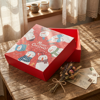 Boîte cadeau de Noël rouge en papier kraft texturé biodégradable, avec lamination mate rigide, logo personnalisé, luxe, jetable, pour expédition