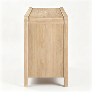 <span class=keywords><strong>Buffet</strong></span> minimaliste Japandi en bois massif avec 4 portes, coins arrondis, armoire de rangement en chêne, meubles pour salle à manger et salon - Product Image 4