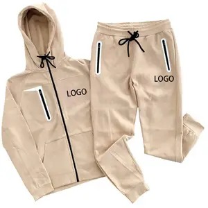 Nuevo diseño Track Sweat Suit Two 2 Piece Jogger Set para hombres Flare Sweat Pants Hombres con Crop Hoodies Chándales