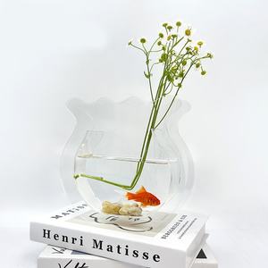 Venta al por mayor acrílico transparente en forma <span class=keywords><strong>de</strong></span> rectángulo creativo Betta Fish Tank Display Rack Multi-Grid Escritorio <span class=keywords><strong>de</strong></span> oficina Mini accesorio - Product Image 4