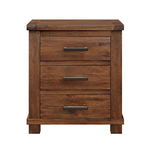 Comodino rustico in legno massello di recupero con tre cassetti, set da due pezzi - Product Image 2