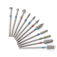 Kit de fraises à ongles en diamant durables, 3/32 pouces, design multi-formes pour le nettoyage des cuticules russes et le polissage des ongles