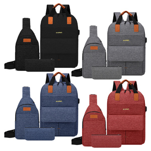 Đơn giản cổ điển Nhật Bản Phong Cách Cao Đẳng Túi 3 cái/bộ không thấm nước USB công suất lớn du lịch Ba lô <span class=keywords><strong>300D</strong></span> Oxford trung tính tùy chỉnh máy tính xách tay - Product Image 2