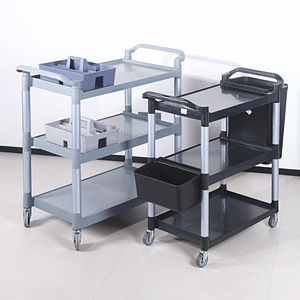 Modèle ACE Chariot de service et de nettoyage à 4 roues en plastique PP pour hôtels et restaurants avec seau de nettoyage Poubelle - Product Image 1