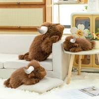 Peluche Vache des Highlands, Animal en Peluche Doux et Mignon, Allongée, Kawaii, Apaisante pour Enfants, Cadeau d'Anniversaire, Vente en Gros, Personnalisable, en Gros
